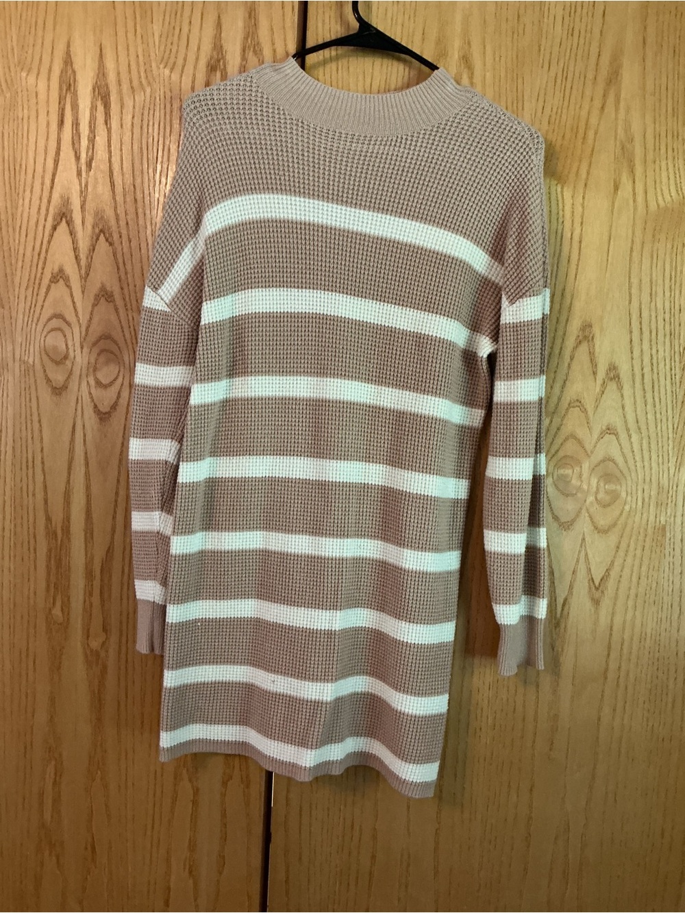 Copper Key Cream & Tan Striped Crewneck Sweater Dress